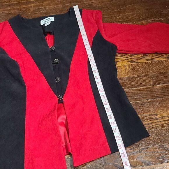 Vintage 80s Red Black Edgy Colorblock Blazer - Picture 9 of 12